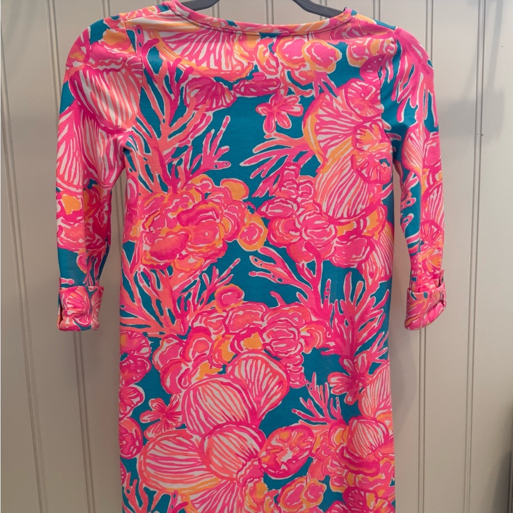 Lilly Pulitzer Girls Little Devon Dress in Fan Tastic Sparkling Blue, Size L - Picture 5 of 6